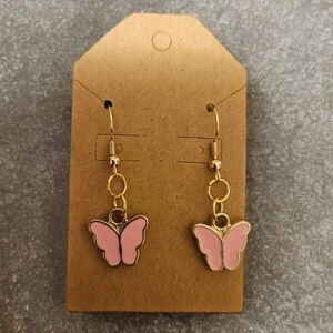 Handmade Pink Butterfly Earrings